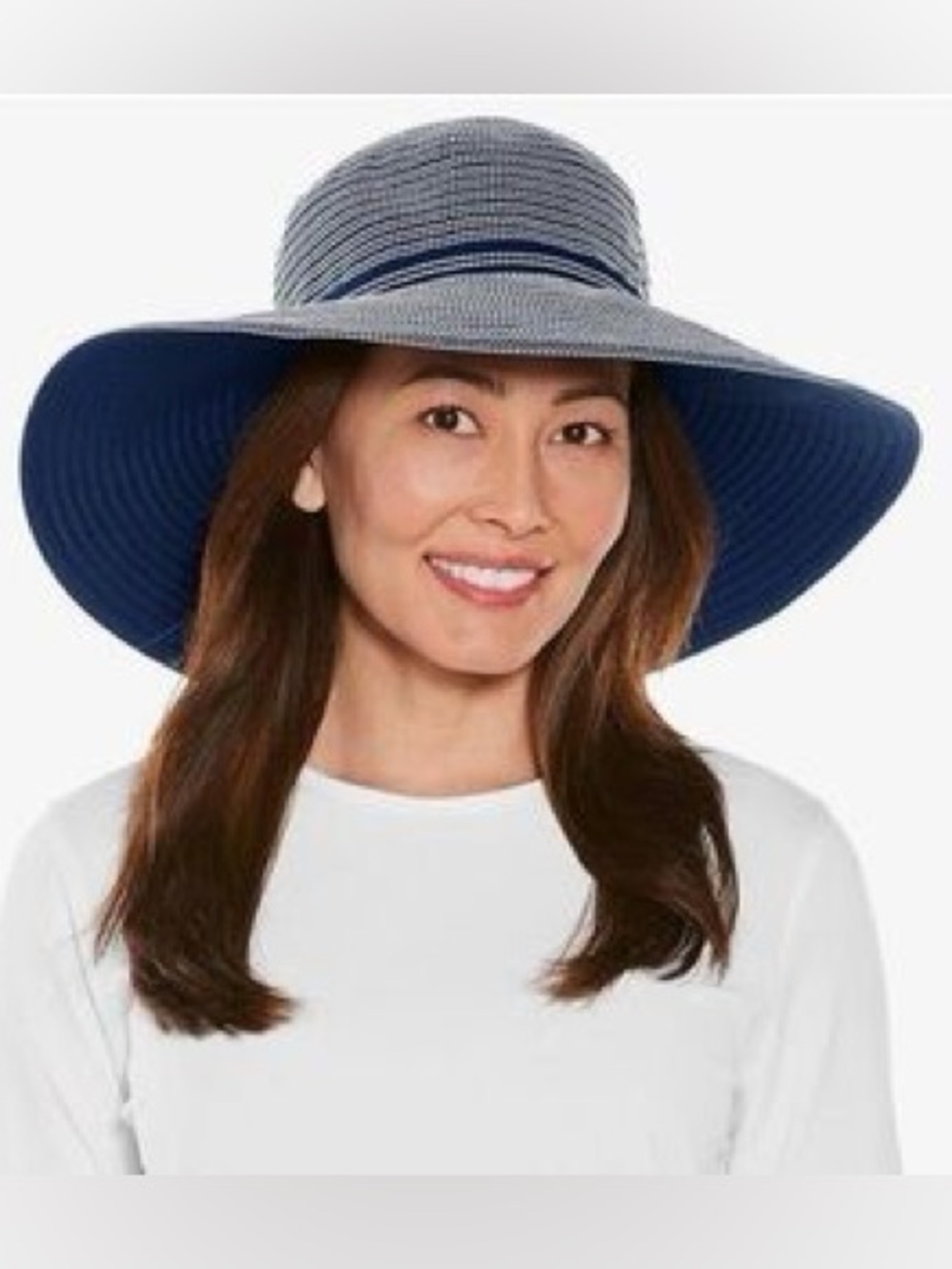 NWT Coolibar Reversible Zoe Ribbon Floppy Sun Hat UPF50+